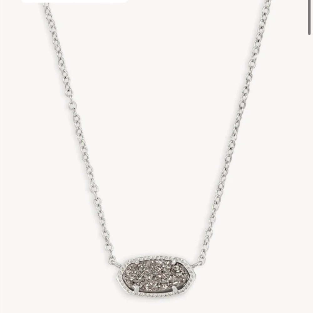 Elisa Silver Pendant Necklace in Platinum Drusy